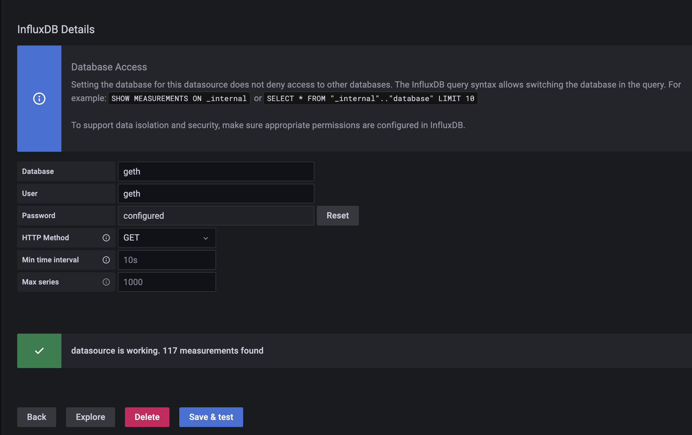 Grafana influxQL2