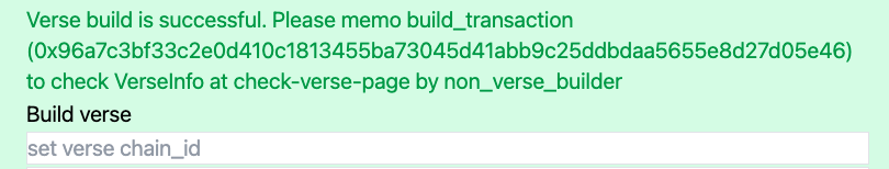 Verse build Success